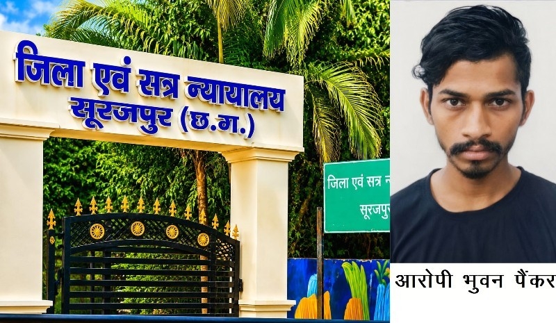 सूरजपुर में हत्या के मामले में न्यायालय का बड़ा फैसला : दोषी युवक को आजीवन कारावास और 5 हजार रुपये अर्थदंड की सजा, पुलिस विवेचना की भी सराहना मिला पुरस्कार.
