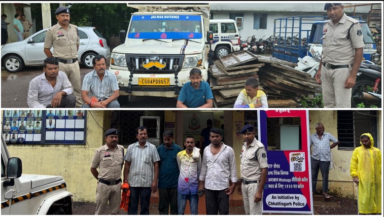 63 सेंटरिंग प्लेट चोरी कर पिकअप से हुए थे फरार, उतई पुलिस ने बिछाया जाल और दबोचे 4 आरोपी; चोरी का माल बरामद, वारदात में इस्तेमाल वाहन भी जब्त