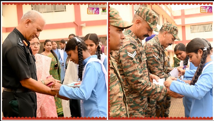सेना के सम्मान में राखी का धागा, नवा रायपुर के पोस्टकार्ड पर विद्यार्थियों ने लिखे भावपूर्ण संदेश