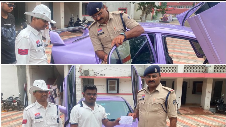 ब्लैक फिल्म और अनधिकृत मॉडिफिकेशन पड़ा भारी! सेंट्रल एवेन्यू पर चेकिंग में पकड़ी गई कार, दस्तावेज नहीं मिलने पर कोर्ट ने सुनाया ₹16 हजार का अर्थदंड