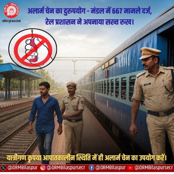ट्रेन में चेन खींचने वालों पर रेलवे का शिकंजा! 4 महीने में 667 मामले दर्ज, कोर्ट से ₹3.20 लाख जुर्माना वसूला