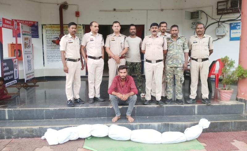 नशे के विरूद्ध पुलिस का बड़ा एक्शन : निर्माणाधीन मकान से 10-10 फीट ऊंचे गांजे के दो पौधे बरामद, आरोपी रविशंकर साहू गिरफ्तार.