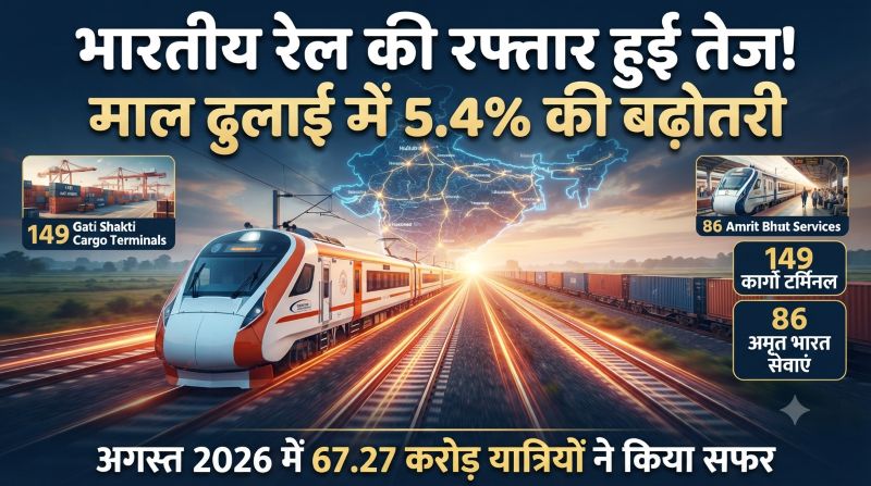 अगस्त में भारतीय रेल की रफ्तार ने पकड़ी नई उड़ान, माल ढुलाई 5.4% बढ़ी; 149 गतिशक्ति कार्गो टर्मिनल और 86 अमृत भारत सेवाओं से मजबूत हुई कनेक्टिविटी