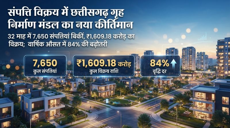 विशेष लेख :संपत्ति विक्रय में छत्तीसगढ़ गृह निर्माण एवं अधोसंरचना विकास मंडल ने रचा नया कीर्तिमान
