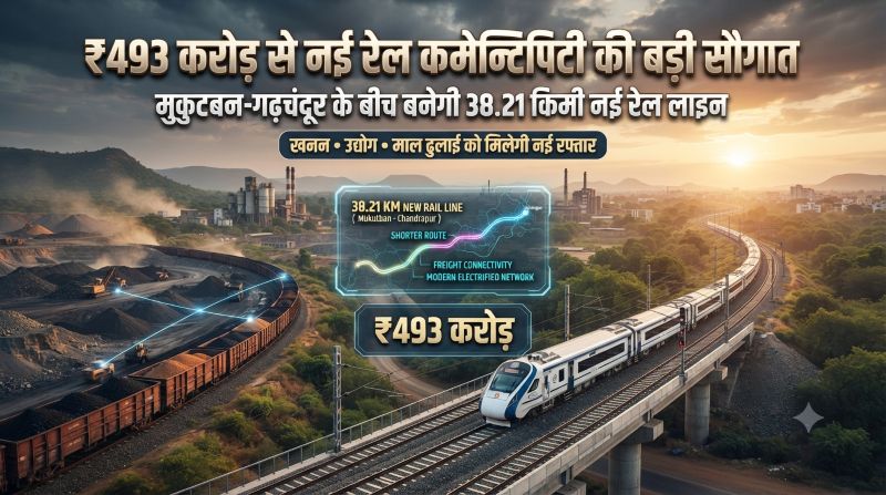 महाराष्ट्र में रेलवे का बड़ा विस्तार, ₹493 करोड़ से मुकुटबन-गढ़चंदूर के बीच बनेगी 38.21 किमी नई रेल लाइन