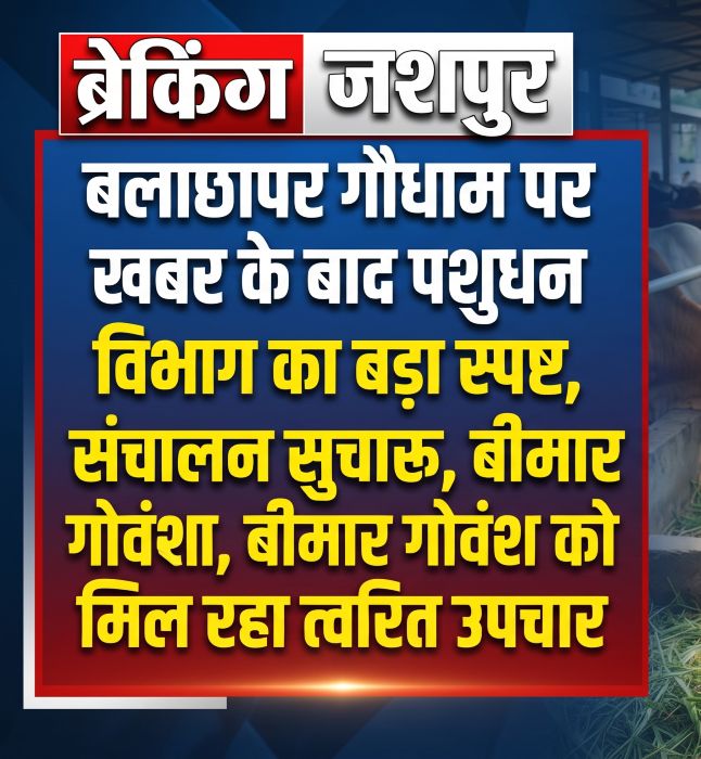 गौधाम योजना पर उठे सवालों के बीच विभाग ने किया स्थिति स्पष्ट, बलाछापर में चारा-पानी व्यवस्था की स्वीकृति का इंतजार, पशुओं के स्वास्थ्य परीक्षण और उपचार का दावा जारी