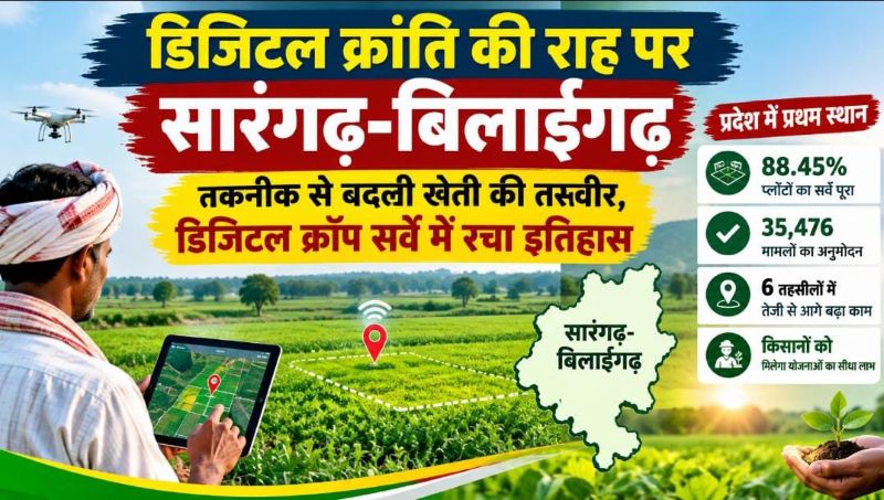 विशेष लेख : डिजिटल क्रांति की राह पर सारंगढ़-बिलाईगढ़, तकनीक से बदली खेती की तस्वीर, डिजिटल क्रॉप सर्वे में रचा इतिहास