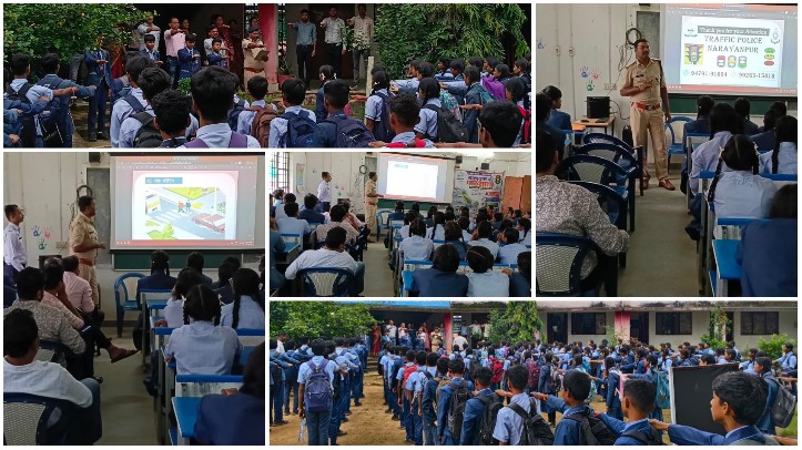 सड़क हादसों पर लगाम लगाने पुलिस की खास पहल! नारायणपुर के स्कूल में बच्चों को मिला ट्रैफिक ज्ञान, जेब्रा क्रॉसिंग, सिग्नल और नियमों के पालन की दी अहम सीख