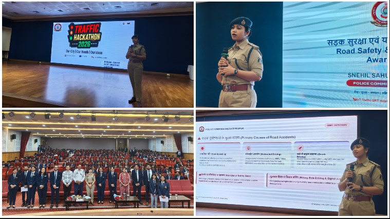 500 छात्रों को मिला सड़क सुरक्षा का मंत्र! महाराजा अग्रसेन कॉलेज में ट्रैफिक हैकाथन से साइबर जागृति तक, युवाओं को बताए सुरक्षित भविष्य के उपाय