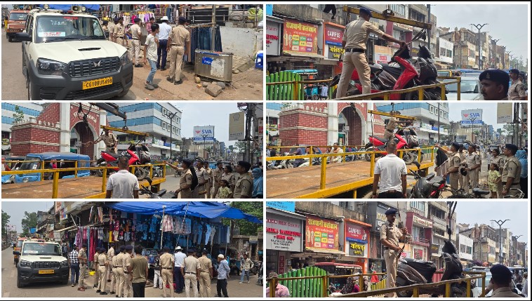 मालवीय रोड पर तीसरे दिन भी चला ट्रैफिक पुलिस का डंडा! सड़क पर फैला सामान अंदर कराया, ठेले हटाए और नो-पार्किंग में 3 वाहनों पर जुर्माना