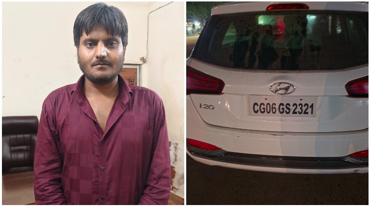 जोरा स्कूल के पास पुलिस को देखकर भागने लगा गांजा तस्कर, पीछा कर दबोचा; कार से 2.300 किलो गांजा बरामद, 4 लाख का मशरूका जब्त