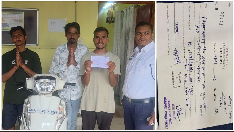 वायरल वीडियो ने खोला स्टंटबाजी का राज! सड़क पर तीन सवारी बैठाकर बाइक से खतरनाक स्टंट करने वाले युवक पर रायपुर ट्रैफिक पुलिस का एक्शन