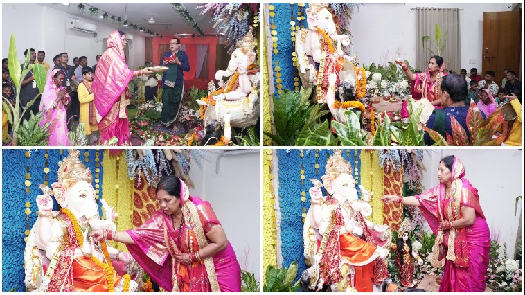 मुख्यमंत्री निवास बगिया में विराजे विघ्नहर्ता गणेश! वैदिक मंत्रोच्चार के बीच हुआ भव्य पूजन, छत्तीसगढ़ की खुशहाली और समृद्धि के लिए मांगा आशीर्वाद