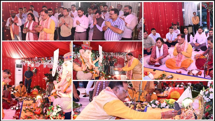 गणपति बप्पा के रंग में रंगा मुख्यमंत्री निवास, सीएम साय ने परिवार संग की पूजा-अर्चना; बोले—गणेशोत्सव हमारी आस्था, संस्कृति और सामाजिक एकता का पर्व