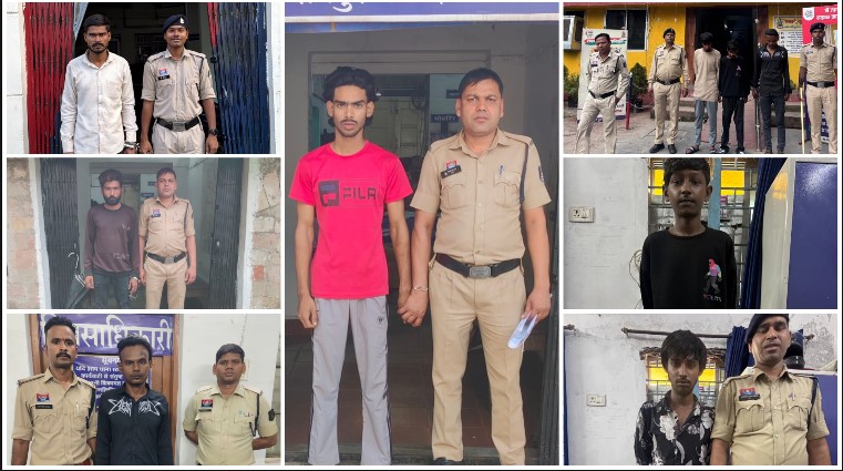 बदमाशों पर पुलिस का बड़ा शिकंजा! दो दिन में 10 गिरफ्तार, 7 से चाकू बरामद; अवैध वसूली और शराब पर भी कार्रवाई