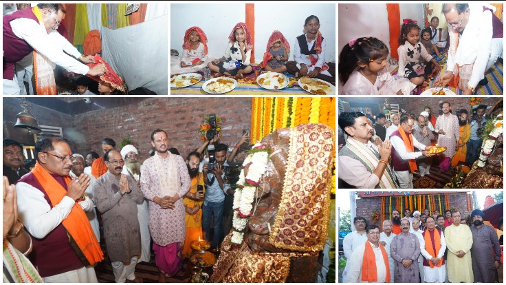 मदकूद्वीप में आस्था और विरासत का संगम, मुख्यमंत्री विष्णुदेव साय ने प्राचीन रामाश्रय-गणेश मंदिर में की पूजा-अर्चना; कन्या पूजन कर प्रदेश की सुख-समृद्धि की कामना