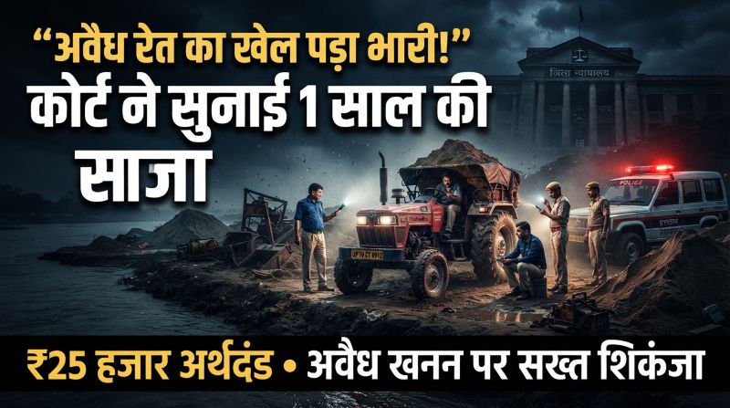 रेत का अवैध खेल पड़ा भारी! खनिज नियमों की धज्जियां उड़ाने वाले आरोपियों को कोर्ट ने सुनाई सख्त सजा, 1 साल कठोर कारावास के साथ ₹25 हजार अर्थदंड