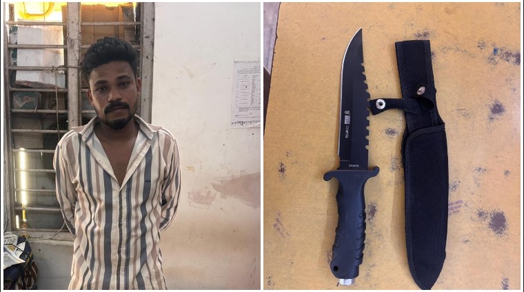 रोजबे ग्रीन सोसायटी के पास धारदार चाकू लेकर घूम रहा आरोपी पुलिस को देखते ही भागा, पेट्रोलिंग टीम ने घेराबंदी कर दबोचा—चाकू बरामद, आर्म्स एक्ट के तहत गिरफ्तार