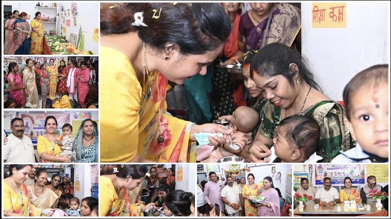 महापौर मीनल चौबे की मौजूदगी में आंगनबाड़ी में गूंजा खुशियों का माहौल, माताओं और नन्हे बच्चों को मिला पोषण-संस्कार का संबल: गोदभराई, अन्नप्राशन और वस्त्र वितरण के साथ प्रारंभिक शिक्षा व देखभाल का दिया संदेश