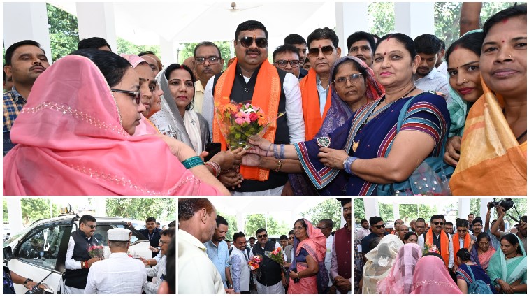 खेल प्रतिभाओं के राज्यस्तरीय महाकुंभ में शामिल होने सारंगढ़ पहुंचे मंत्री गजेन्द्र यादव और टंकराम वर्मा, सर्किट हाउस में पुष्पगुच्छ से हुआ भव्य स्वागत-अभिनंदन; 26वीं शालेय क्रीड़ा प्रतियोगिता के उद्घाटन को लेकर जिले में उत्साह