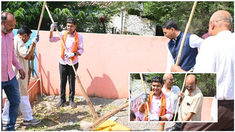 ‘सेवा मेरा योगदान’ के तहत बलौदाबाजार में स्वच्छता का संदेश, राजस्व मंत्री टंक राम वर्मा ने खुद थामी झाड़ू; षष्ठी मंदिर परिसर में चला वृहद सफाई अभियान, बोले—“स्वच्छता की आदत धीरे-धीरे संस्कार बनेगी”