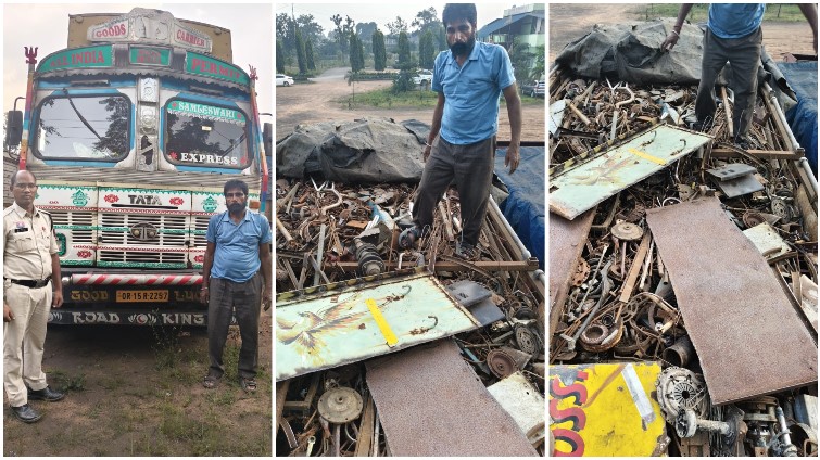 रायगढ़ इस्पात प्लांट पहुंचने से पहले पकड़ा गया अवैध स्क्रैप से भरा 10 चक्का ट्रक, पूंजीपथरा पुलिस की घेराबंदी में खुला मामला; 23 टन 880 किलो कबाड़ जब्त, चालक दस्तावेज नहीं दिखा सका