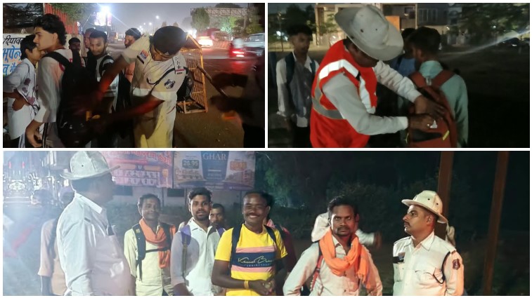 डोंगरगढ़ पदयात्रियों की सुरक्षा के लिए दुर्ग पुलिस का खास इंतजाम, रात में कपड़ों पर लगाए जा रहे रेडियम स्टिकर! 24 घंटे पेट्रोलिंग और अलग मार्ग की व्यवस्था
