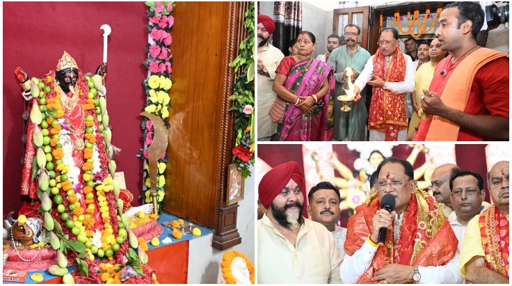 नवरात्रि में मां काली और मां दुर्गा के दरबार पहुंचे मुख्यमंत्री विष्णु देव साय, विधि-विधान से पूजा-अर्चना कर प्रदेश की सुख-समृद्धि, शांति और खुशहाली की कामना; बोले—आस्था और परंपराएं सामाजिक एकता को करती हैं मजबूत