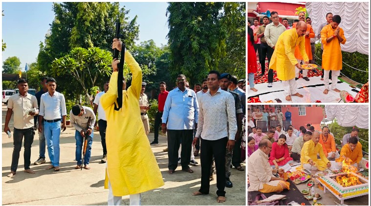 कर्तव्य, साहस और जनसेवा के संकल्प के साथ जांजगीर पुलिस ने मनाया विजयादशमी पर्व, SP विजय कुमार पाण्डेय ने की शस्त्र पूजा और जिलेवासियों को दी शुभकामनाएं