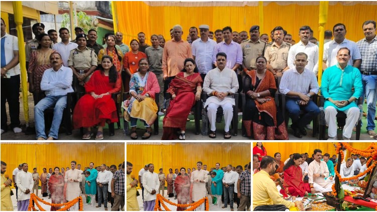 विजयादशमी पर बिलासपुर पुलिस का शस्त्र पूजन, वैदिक मंत्रोच्चार के बीच SSP रजनेश सिंह ने की पूजा-अर्चना; हवाई फायर कर निभाई परंपरा, जिले की सुख-शांति और सुरक्षा की कामना।