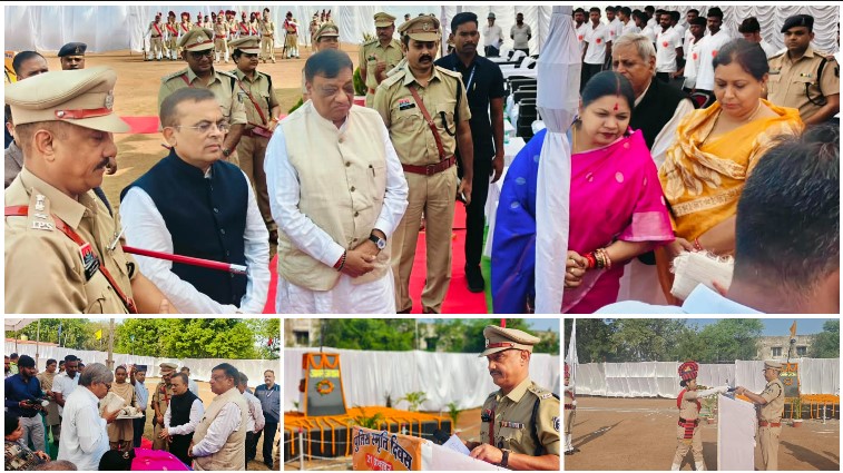 पुलिस लाइन खोखरा-भांठा में गूंजा शहीदों की वीरता का सम्मान, 9 शहीद पुलिसकर्मियों के परिवारों को मिला सम्मान; अधिकारियों ने जाना परिजनों का हाल