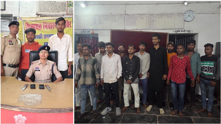 दुर्गा विसर्जन रैली में चेकिंग के दौरान मिले धारदार चाकू, बिलासपुर पुलिस का बड़ा एक्शन! दो युवकों पर आर्म्स एक्ट के तहत कार्रवाई, हुड़दंग और आपराधिक गतिविधियों के आरोप में 12 अन्य पर भी शिकंजा।
