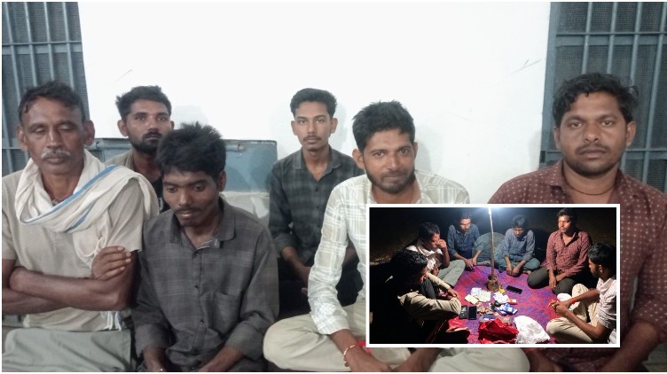 एलईडी की रोशनी में 52 पत्ती से लग रहा था दांव, पुलिस ने मारी दबिश! गाडाघाट में 6 लोग पकड़े गए, कुछ अंधेरे का फायदा उठाकर फरार
