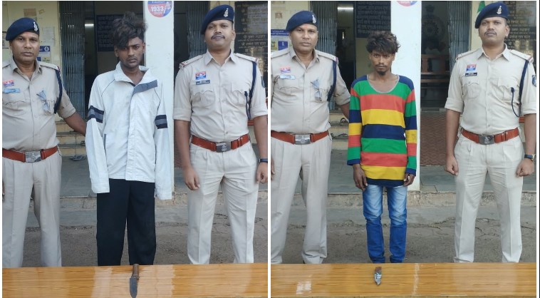 संडे मार्केट से नंदोरी पुल तक पुलिस की दबिश, चाकू लेकर लोगों को डराने के आरोप में दो युवक गिरफ्तार; दोनों के कब्जे से बटनदार चाकू बरामद, आर्म्स एक्ट के तहत कार्रवाई