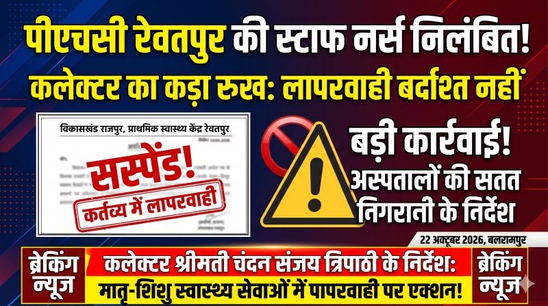 प्रसव के लिए अस्पताल पहुंची प्रसूता, लेकिन ड्यूटी से नदारद थी स्टाफ नर्स! जांच में लापरवाही उजागर होते ही निलंबन, 10 दिन में आरोप पत्र के निर्देश।